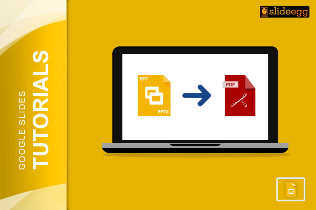 open pdf presentation in powerpoint Banner images for the blog "Learn How To Convert Google Slides Into PDF and Download." Simple steps and tips are explained.