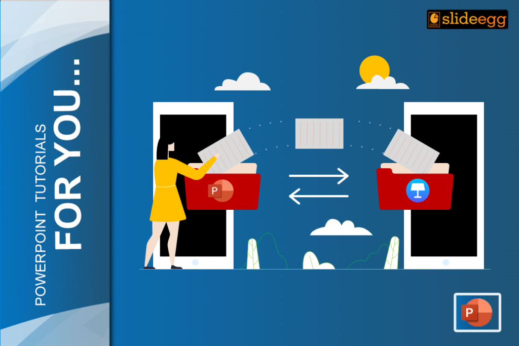 how to make powerpoint presentation exciting Illustration of PowerPoint to Keynote conversion with folder icons and directional arrows.