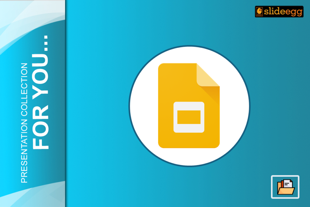 types of presentation powerpoint Presentation slide with yellow Google Slide icon and collection text on blue background.