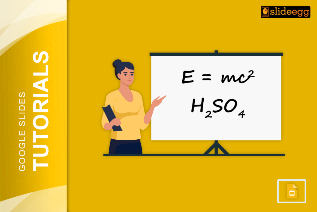 open pdf presentation in powerpoint A woman standing in front of a whiteboard with the equations E=mc² and H2SO4 written on it.