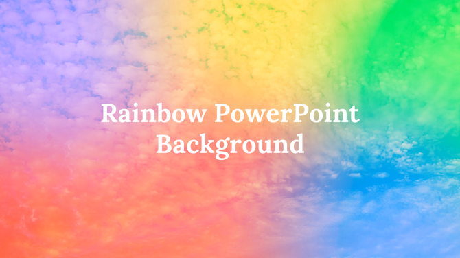 Colorful rainbow PowerPoint background with soft gradient sky tones in pink, blue, green, and yellow for vibrant presentations.