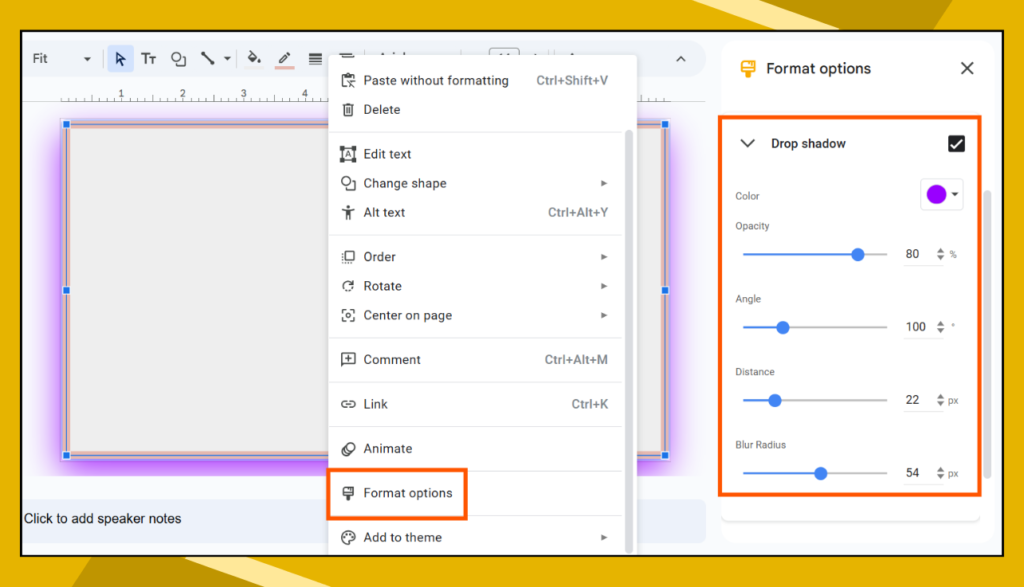 Drop Shadow Effect in Google Slides