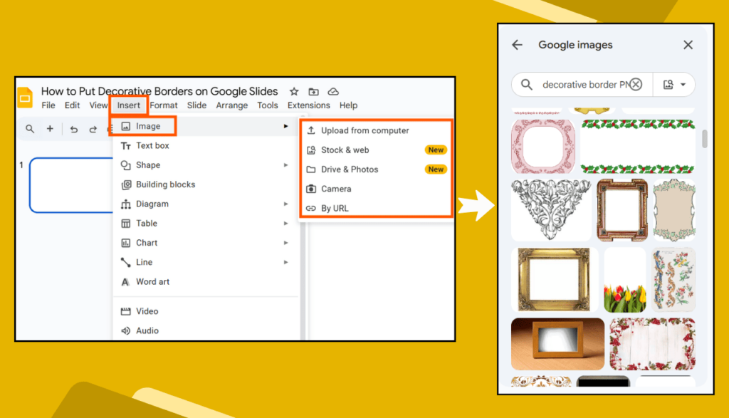 Inserting Border Images in Google Slides