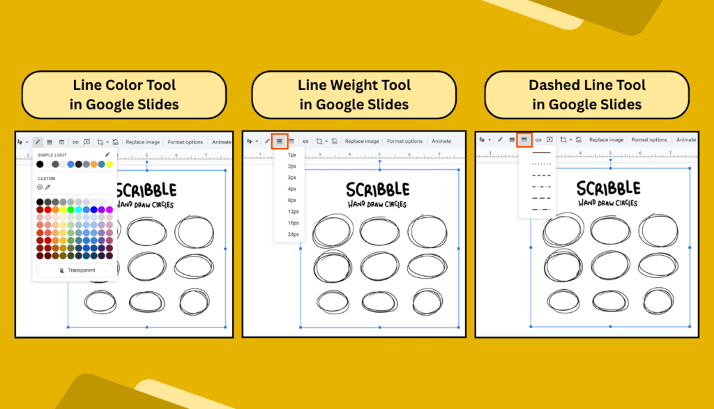 Changing the Line Color and Thickness in Google Slides