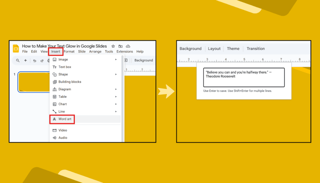Inserting Word Art in Google Slides