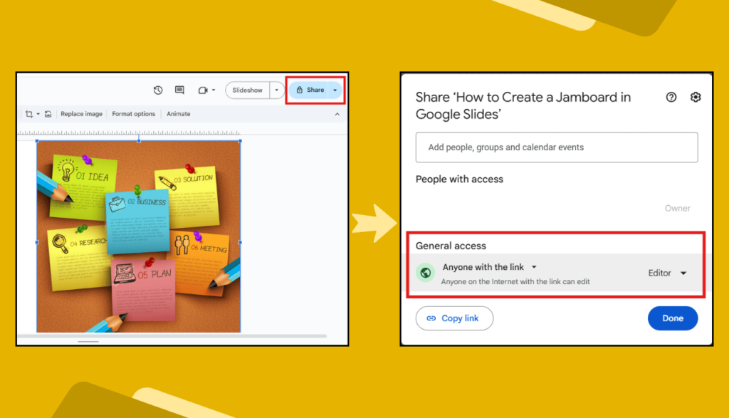 Share Option in Google Slides
