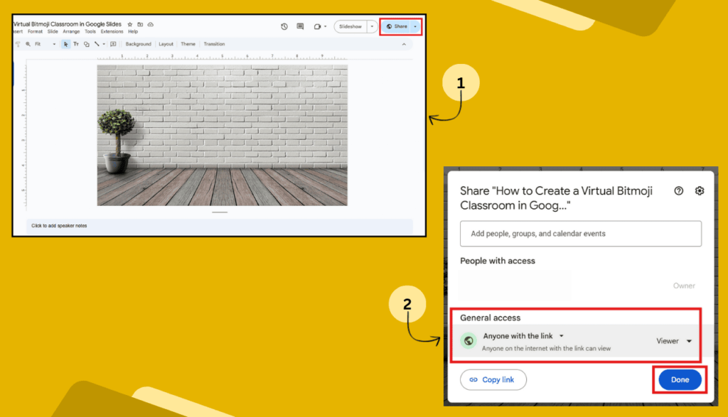Sharing Option in Google Slides