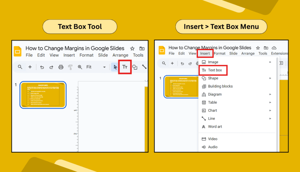 Text Box Tool in Google Slides