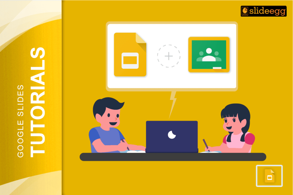 Illustration of kids learning online with Google Slides and Google Classroom integration tutorial.
