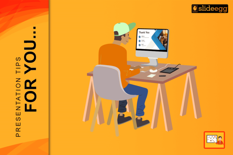 Designer creating a professional thank you slide for business presentations.