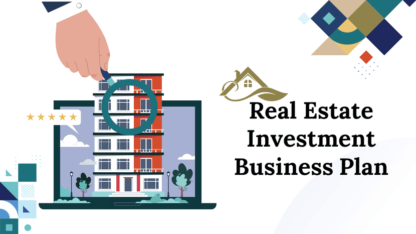 Real estate investment business plan presentation template with property analysis illustration
