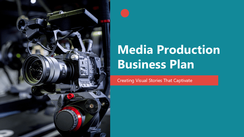 Media production business plan presentation template with professional video camera setup