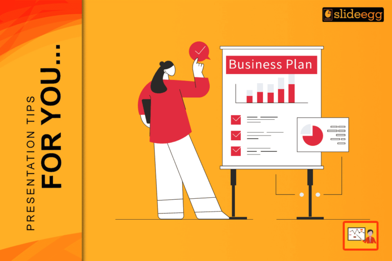Business plan presentation concept with woman pointing to strategy board.