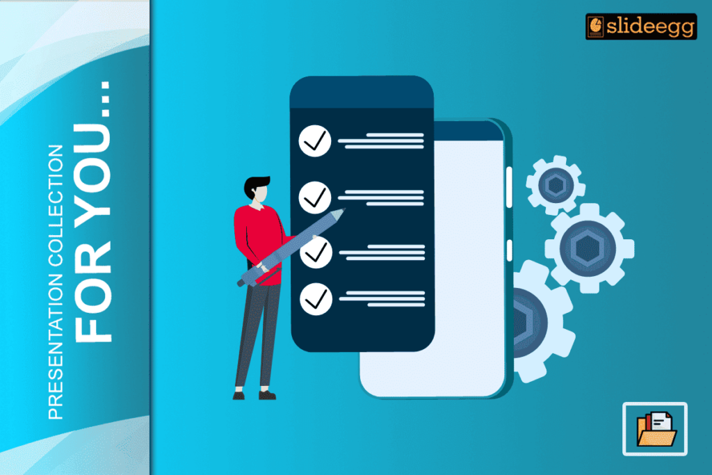 A person highlighting checklist items on a phone, symbolizing technology in presentations.