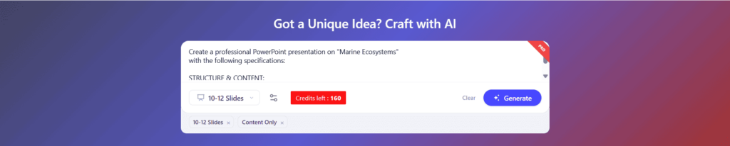 SlideEgg AI Prompt Textbox