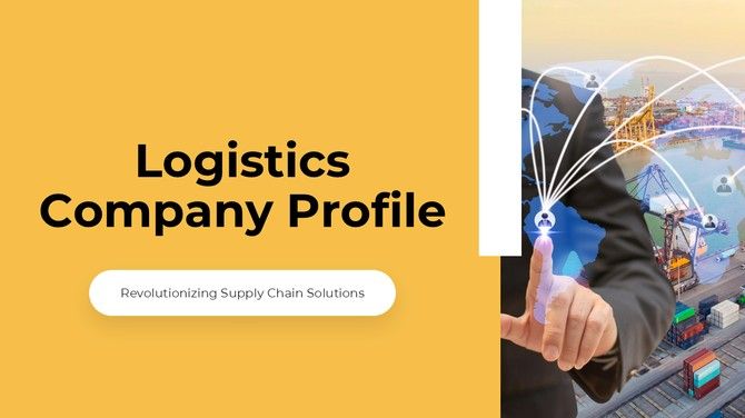 Logistics company profile with focus on supply chain solutions and global network, highlighting innovation.