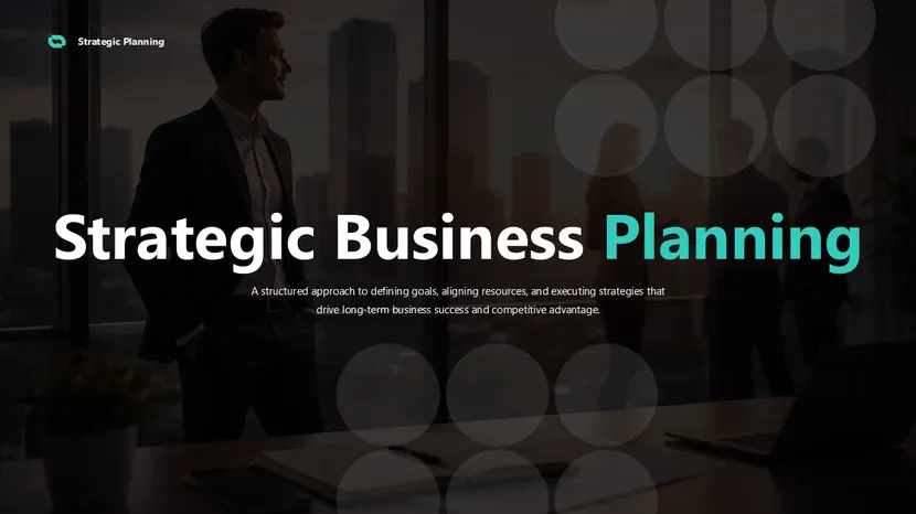 Business strategy plan PowerPoint template with SWOT analysis and 12-month roadmap slides