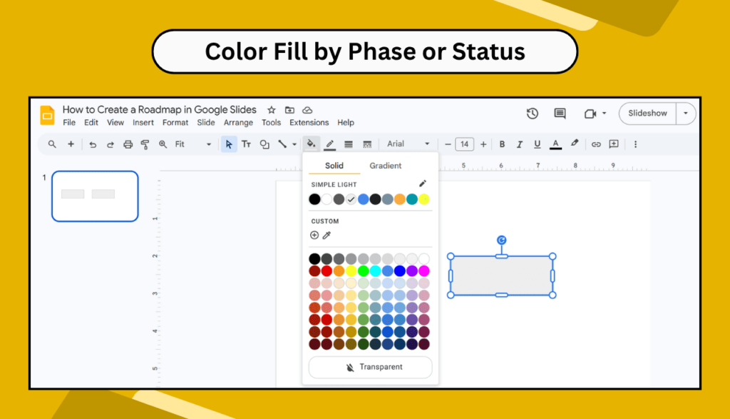 Fill color option in Google Slides