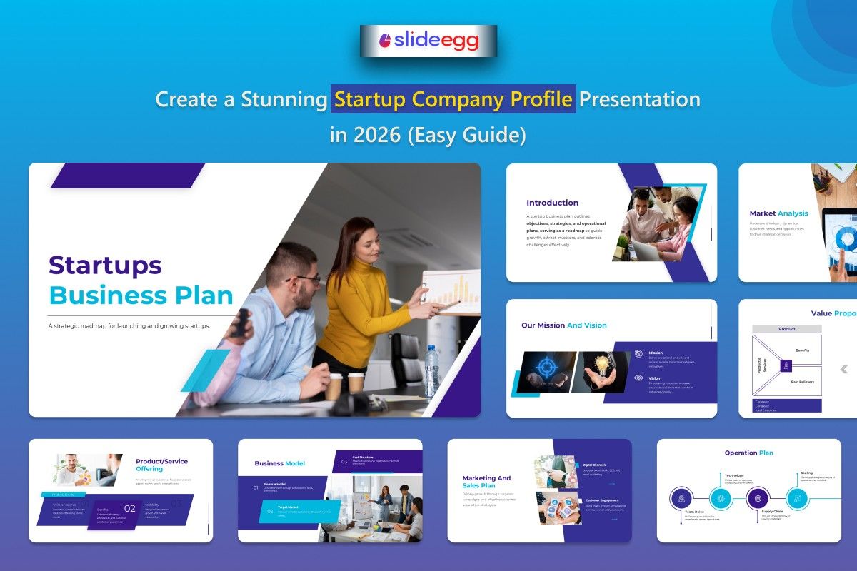 A startup company profile presentation showcasing business plans, market analysis, and strategy.