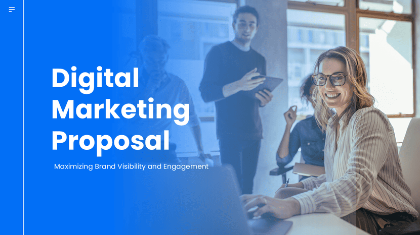 Digital marketing proposal template focusing on maximizing brand visibility and engagement.