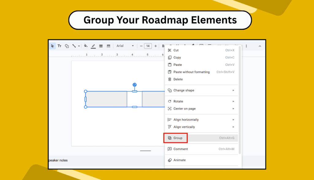 Grouping elements in Google Slides