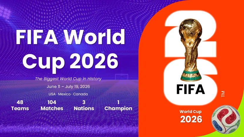 FIFA World Cup 2026 Presentation Template by SlideEgg featuring tournament overview, host nations, and match highlights
