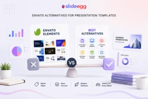 SlideEgg comparison showing Envato Elements alternatives for AI-powered and editable presentation slides.