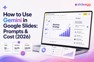 Gemini in Google Slides creating presentation slides, charts, images, and speaker notes with AI