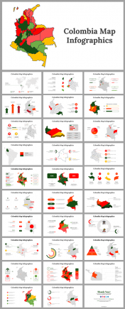 Colombia Map Infographics PowerPoint And Google Slides