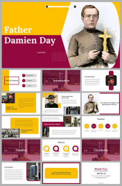 Best Father Damien Day PowerPoint And Google Slides Template