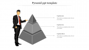 Pyramid PPT Template With Three Layered Presentation