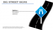 Editable Street Sign PowerPoint Slide - Narrow Road Ahead