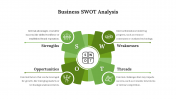 Green Color Business SWOT Analysis PPT And Google Slides
