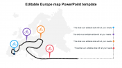 Editable Europe map PowerPoint template diagram