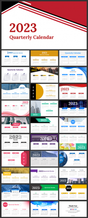 2023 Quarterly Calendar PPT And Google Slides Themes