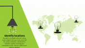 Editable World Map PPT Template with Green Theme