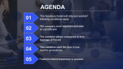 Impressive Blue Agenda Slide Template PPT Presentation