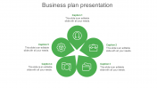 Stunning Business Plan PowerPoint Example In Green Color