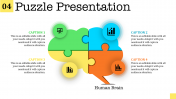 Multicolor Human Brain Puzzle Slide PowerPoint Template