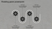 Four Node Rotating Gears In PowerPoint Gray Color