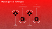 Four Node Rotating Gears In PowerPoint Red Color Slide
