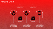 Customized Rotating Gears In PowerPoint With Red Background