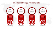 Predesigned Business Strategy PPT Template In Red Color