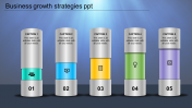 Business Growth Strategies PPT With Five Node Multicolor 