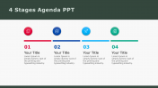 Creative 4 Stages agenda PPT templates