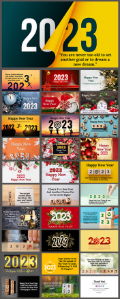 2023 New Year Wishes PowerPoint and Google Slides Templates
