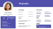 Easy To Editable Biography Examples For Professionals PPT  