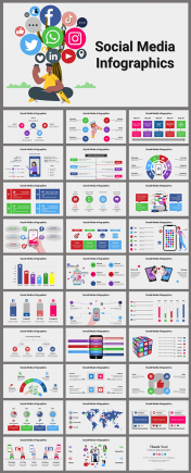 Attractive Social Media Infographics PowerPoint Presentation