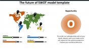Editable SWOT presentation template with World Map