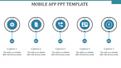 A Five Noded Mobile App PPT Template Presentation